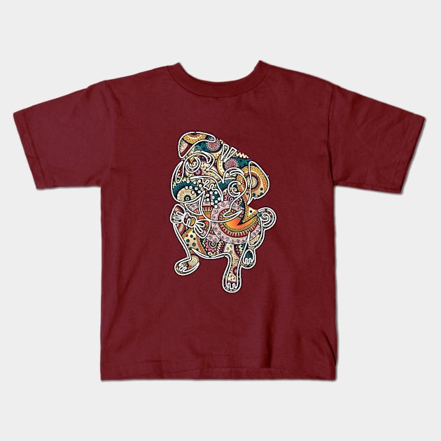 colorfull henna pug V.2 Kids T-Shirt by puglove